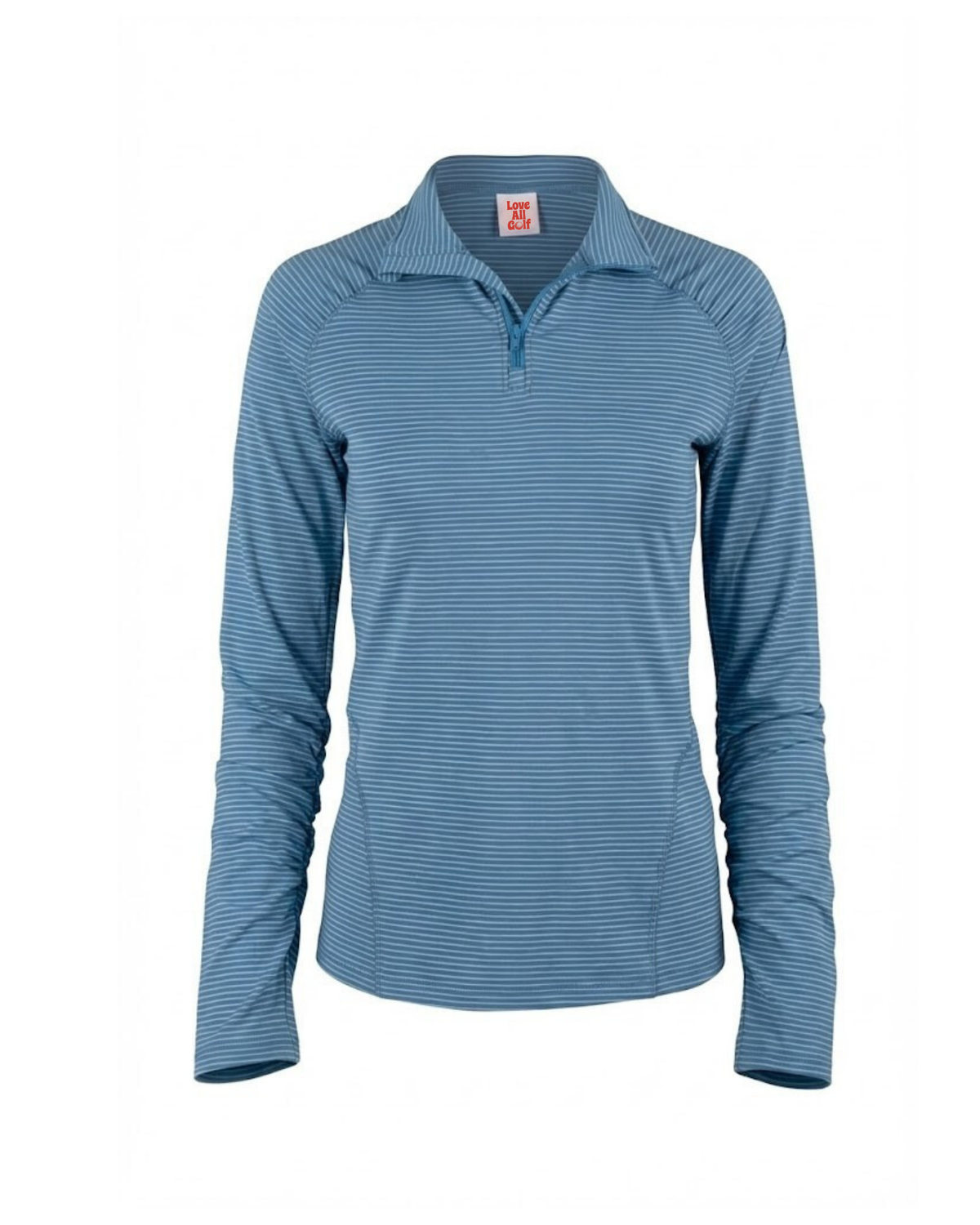 Blue striped long-sleeve shirt on a white background