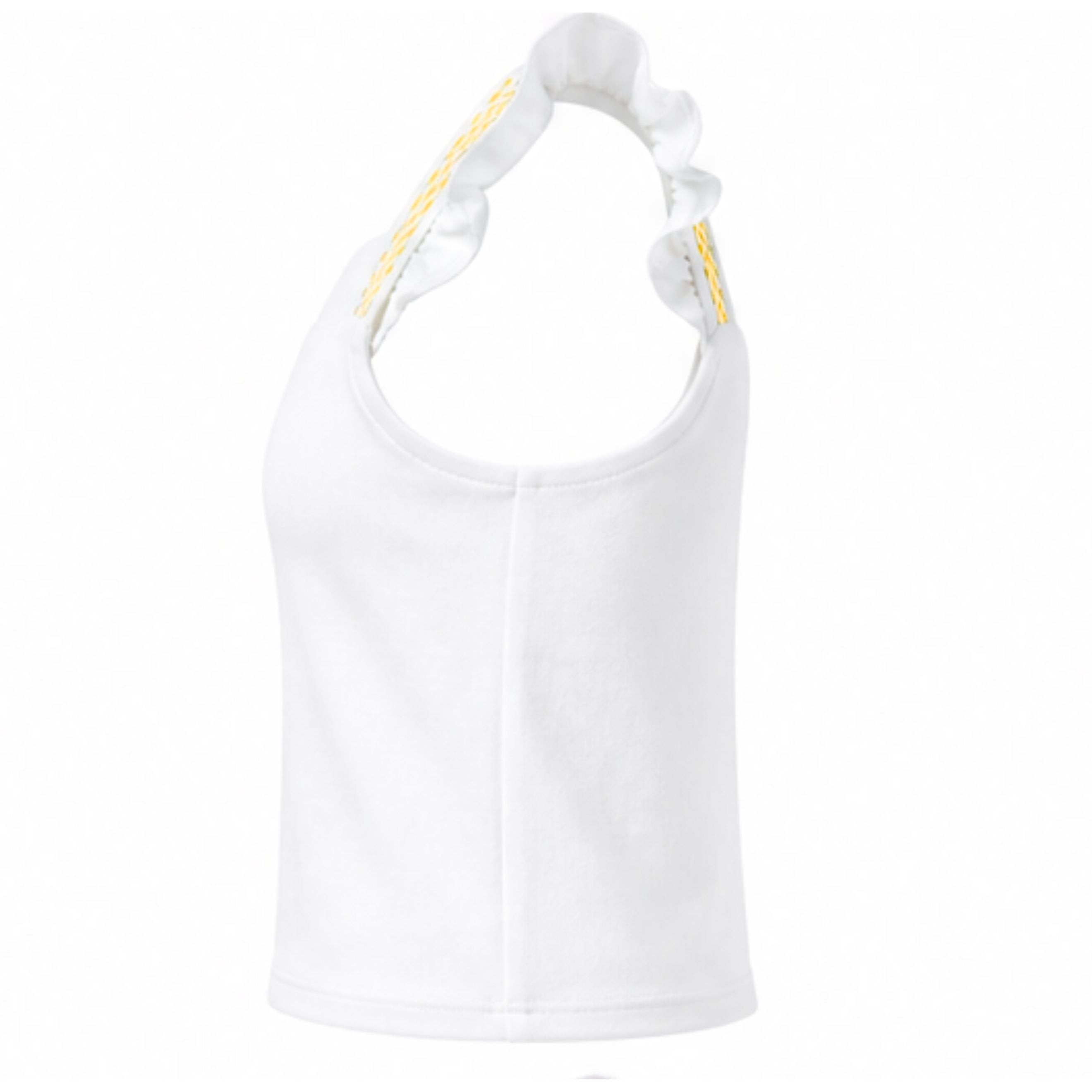 White tank top with thin straps on a white background