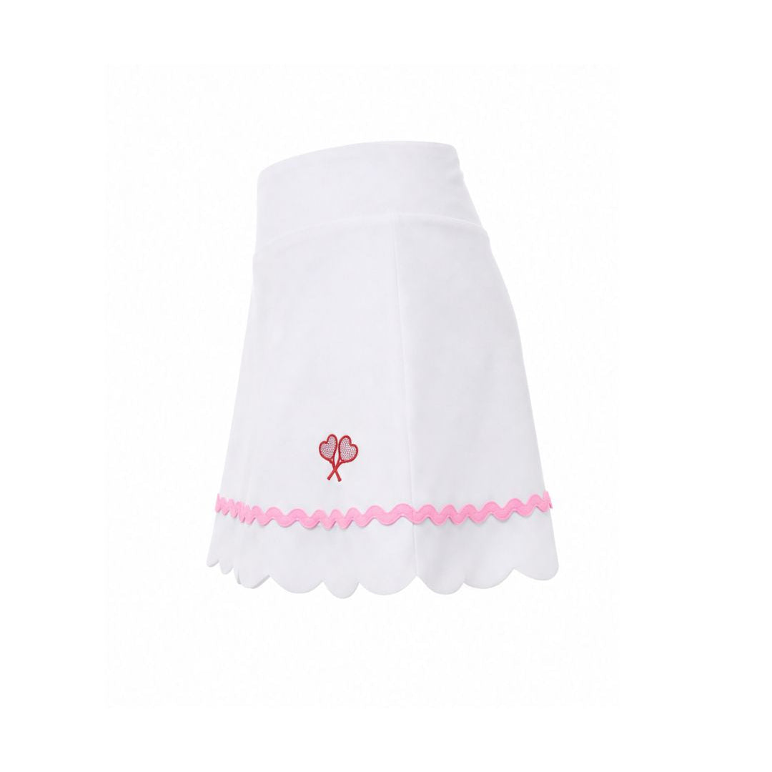 White skirt with pink trim on a white background