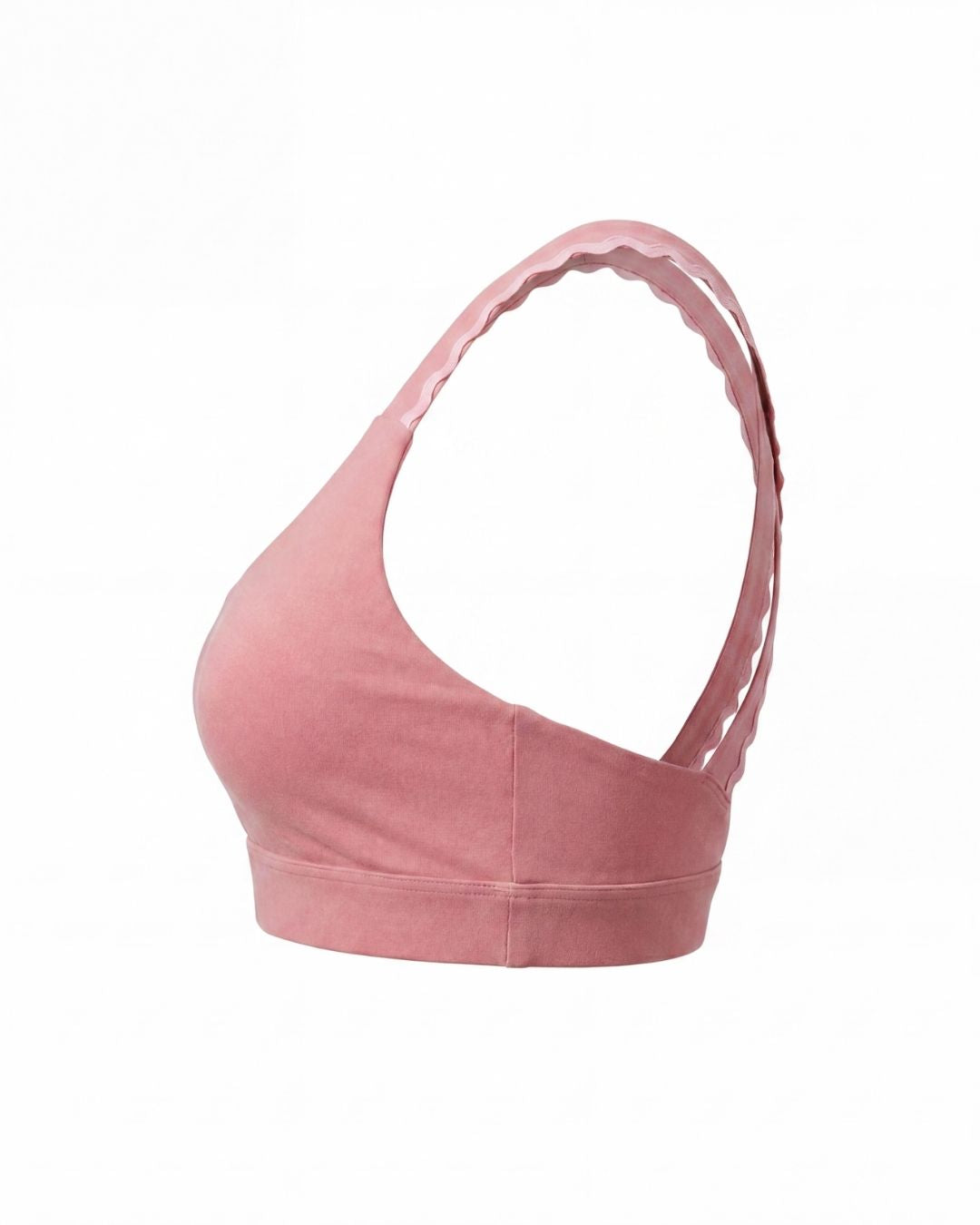 Pink sports bra on a white background