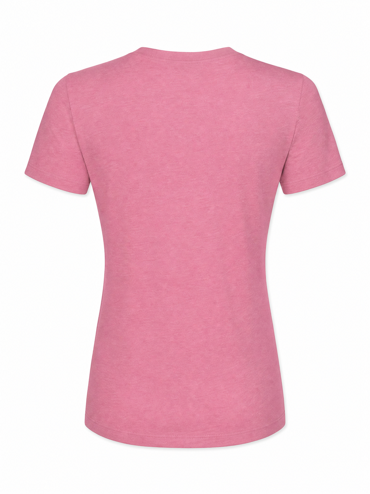 A heather pink short-sleeve crewneck t-shirt shown from the back, displayed on a clean white background.