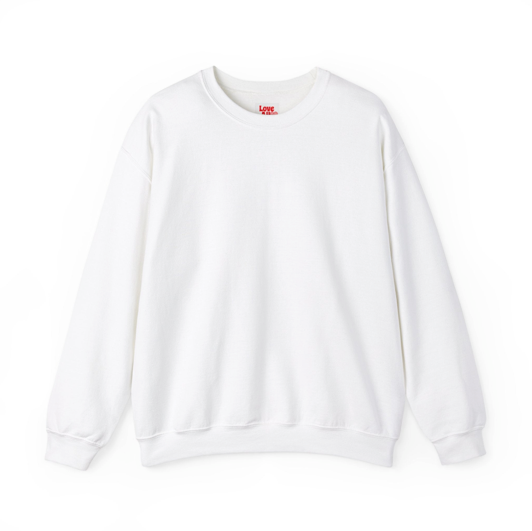 A white sweatshirt set against a white background