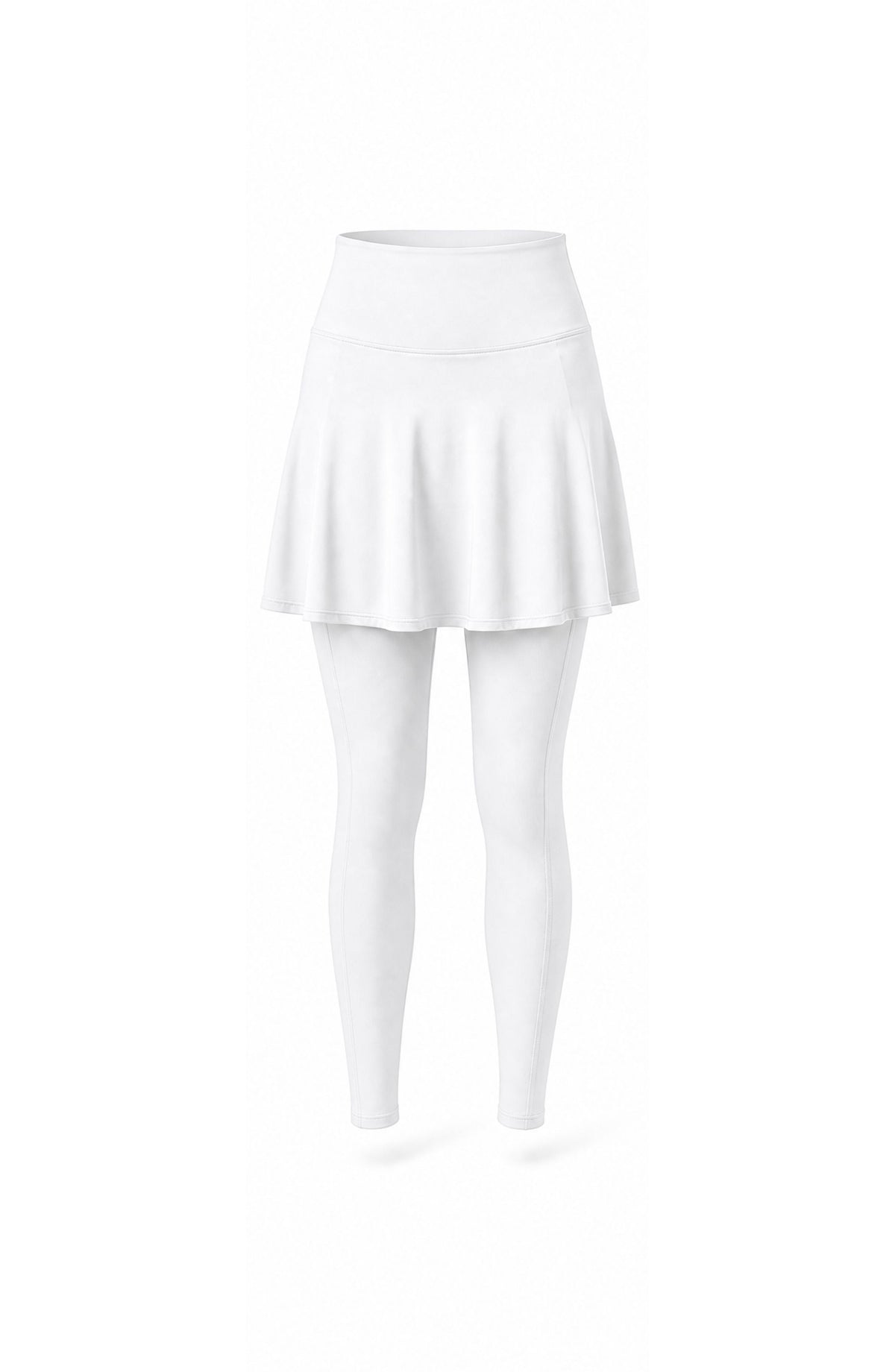 White skirt and leggings set on a white background