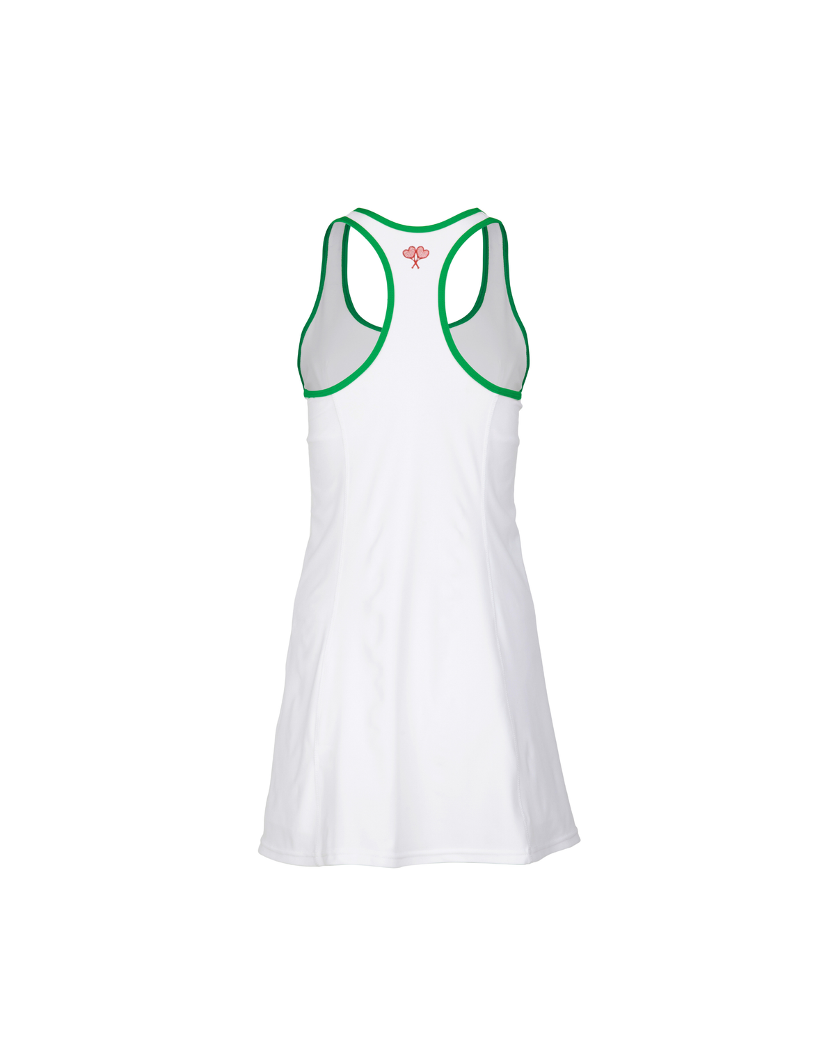White dress with green straps on a white background