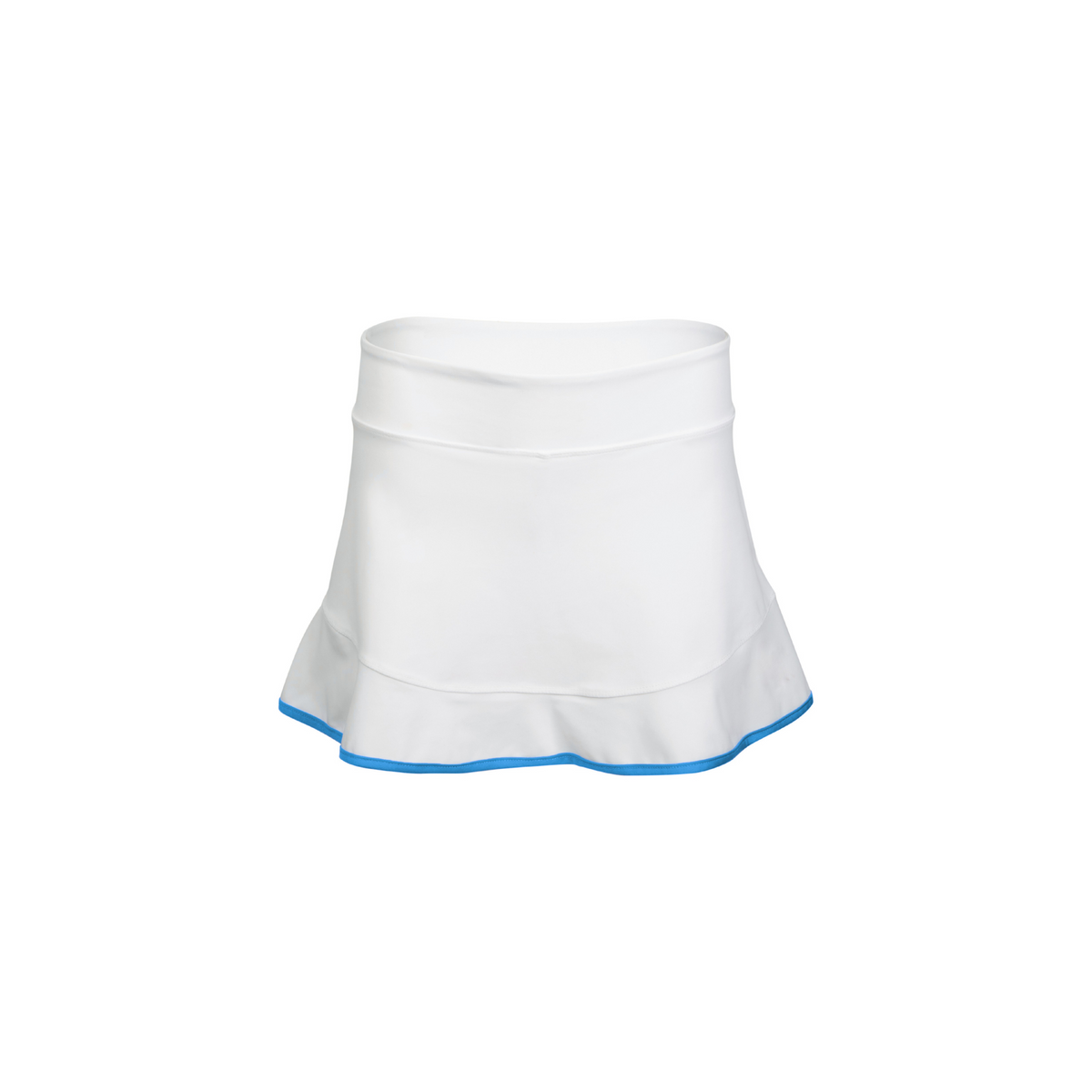 White skirt with blue trim on a white background