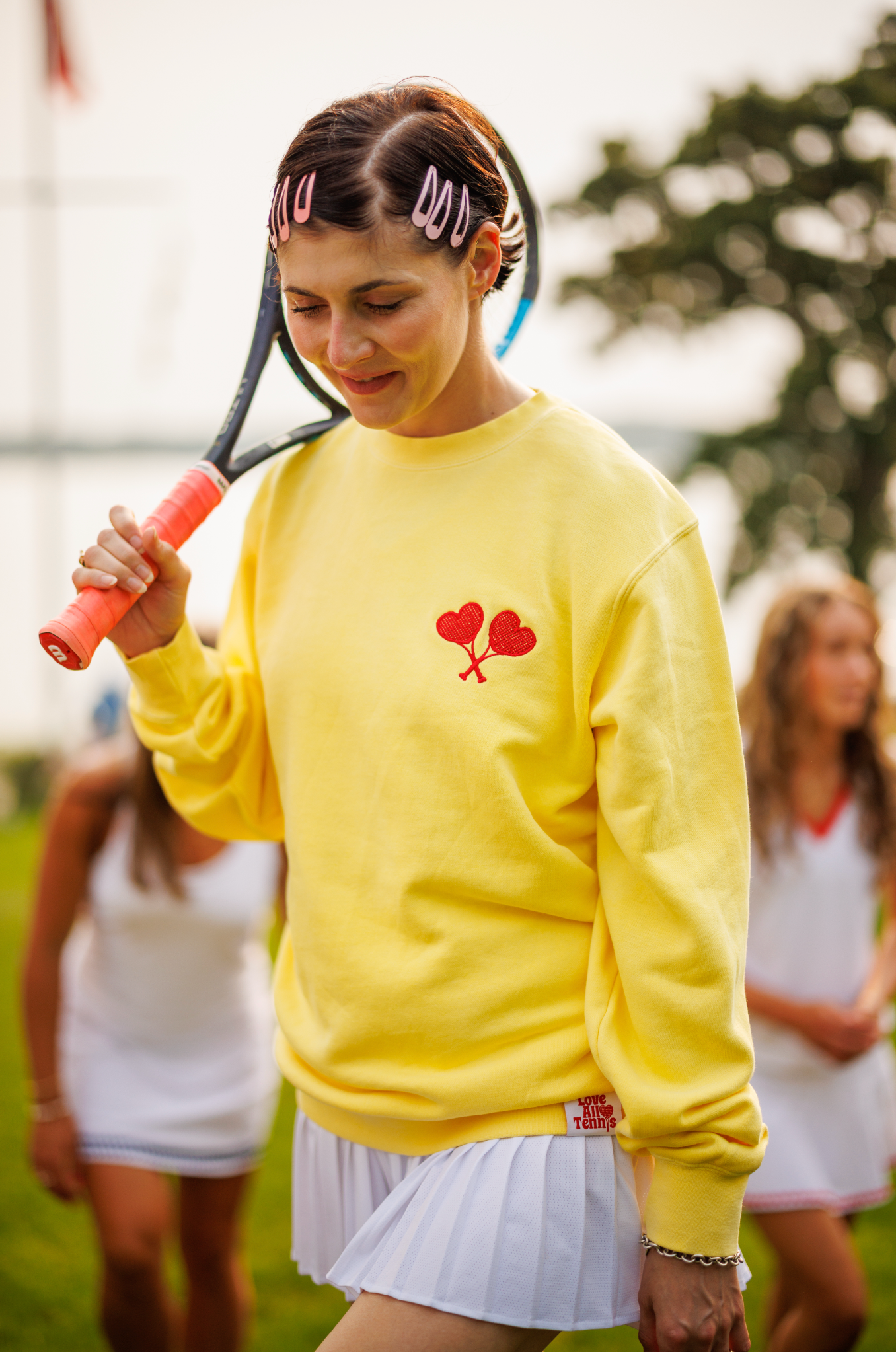Love All Tennis Women's Yellow Fay Crew Neck Sweatshirt