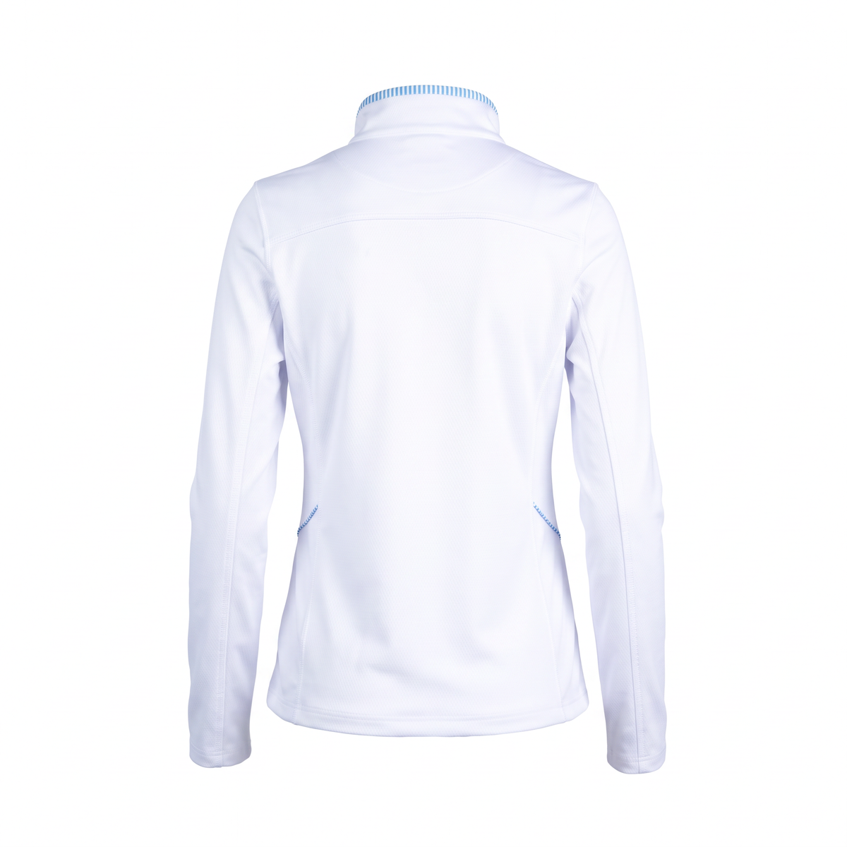 white 1/4 zip back on solid white background