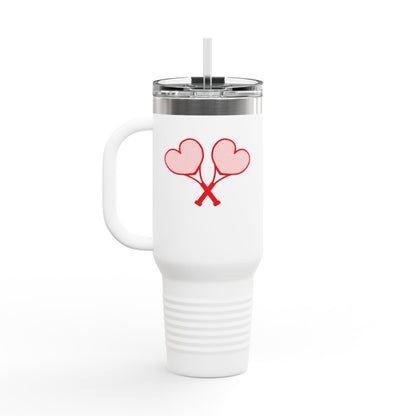 Love All Tennis Hearts Insulated Travel Mug, 40oz