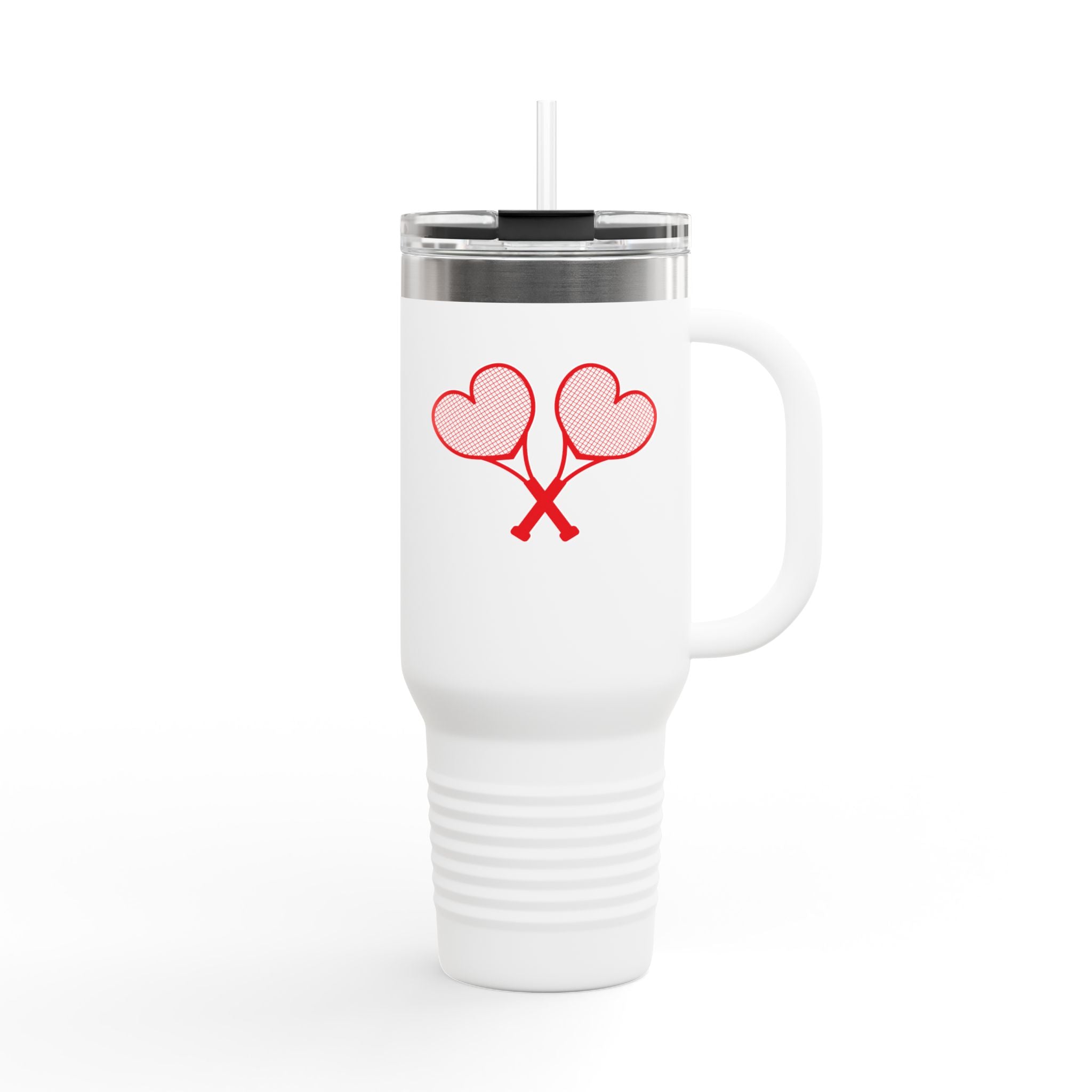 Love All Tennis Hearts Insulated Travel Mug, 40oz