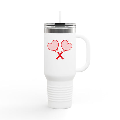 Love All Tennis Hearts Insulated Travel Mug, 40oz