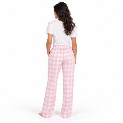 Love All Women's Flannel Plaid Pant, Pink