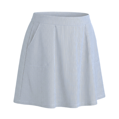 Blue and white striped skirt on a white background