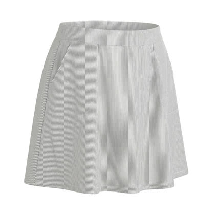 Gray and white striped skirt on a white background