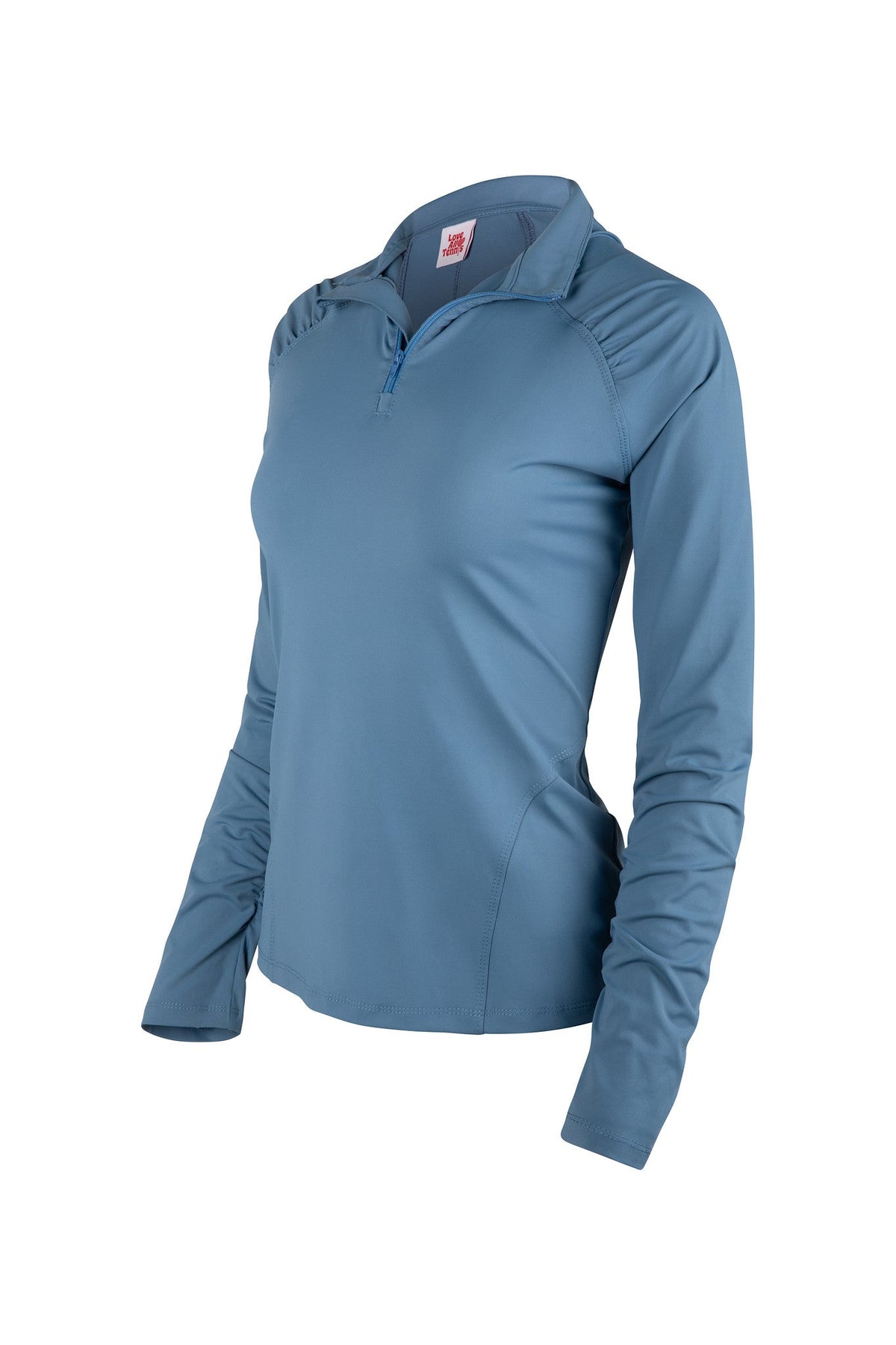 Blue long-sleeve shirt on a white background