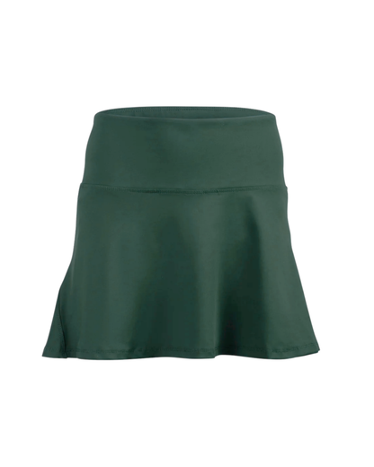 Green athletic skirt on flat white background