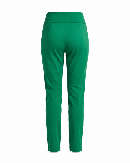 Green slim-fit pants shown from the back on a clean white background.