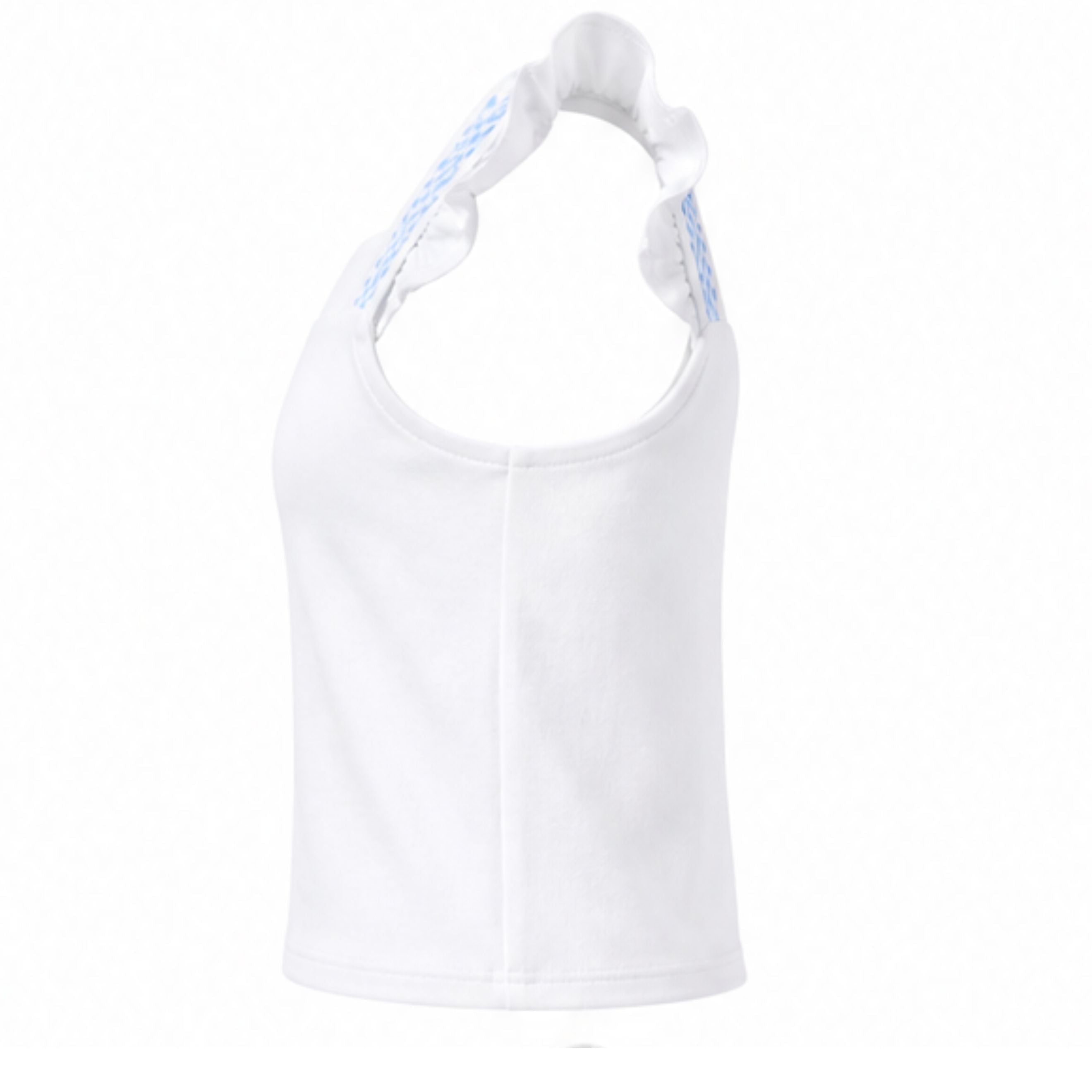White tank top with thin straps on a white background