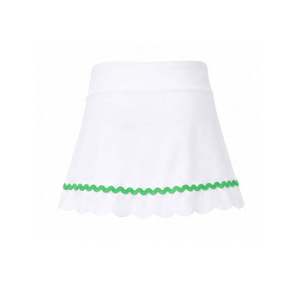 White skirt with green trim on a white background