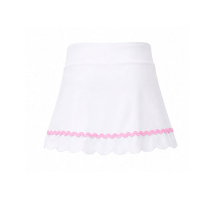 White skirt with pink trim on a white background