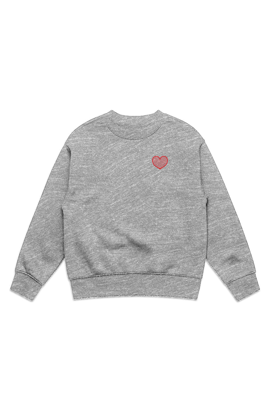 Gray sweatshirt with a red heart on a white background