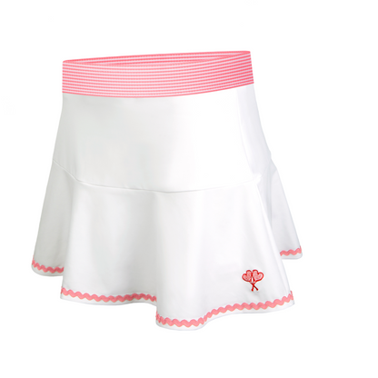 White skirt with pink trim on a white background