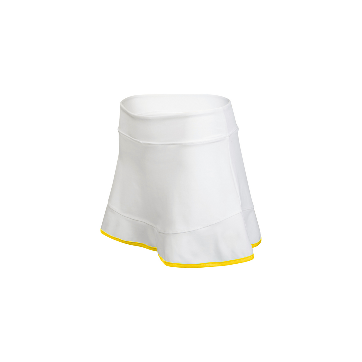 White skirt with yellow trim on a white background