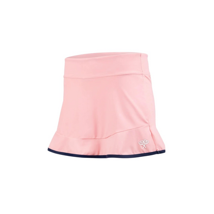 Pink skirt with a brand logo on a white background