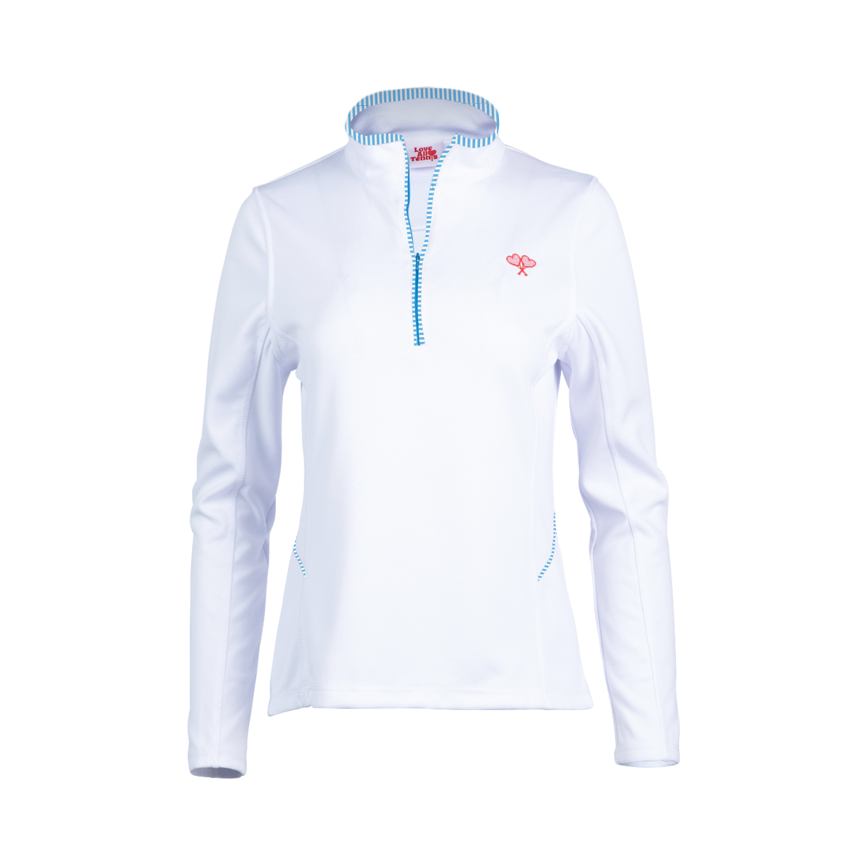 White long-sleeve shirt with a brand logo on a white background