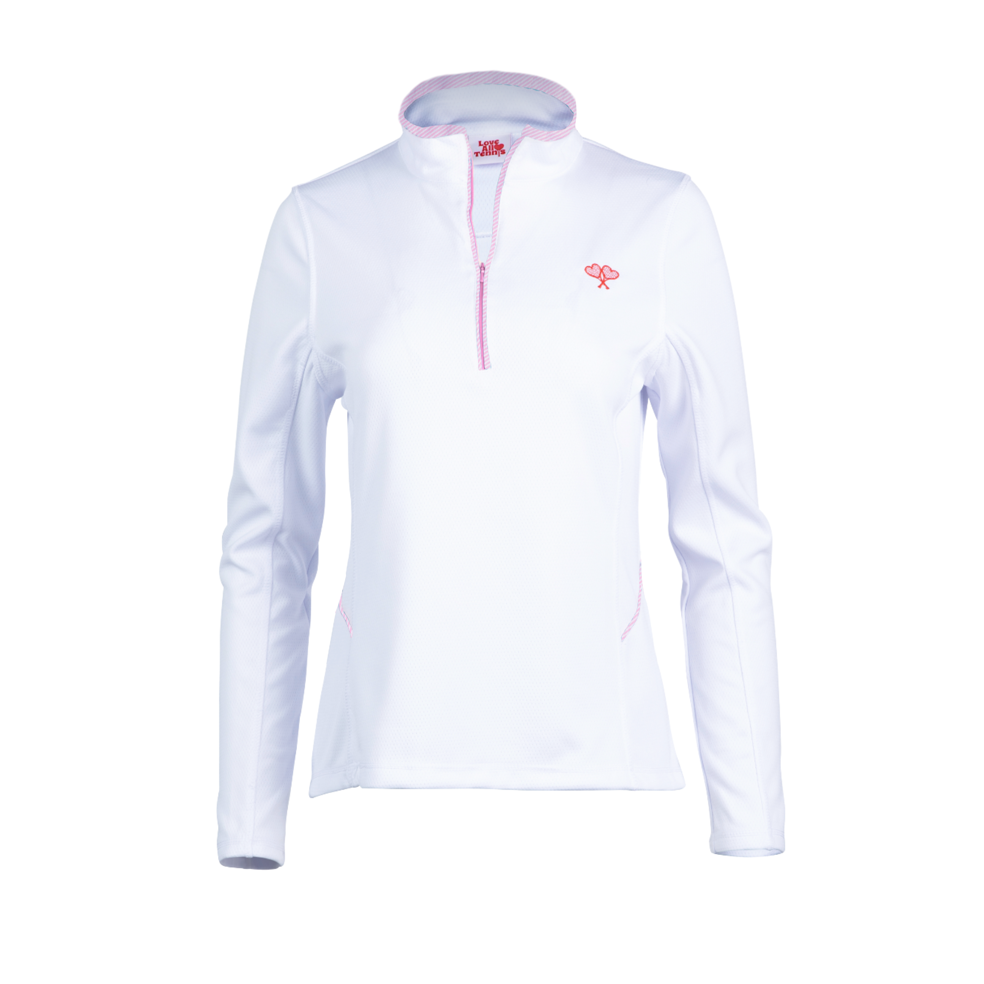 White long-sleeve shirt with a brand logo on a white background