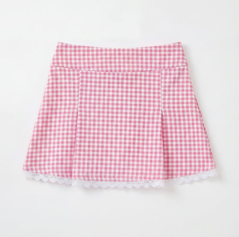 Claire Gingham Lace Skirt