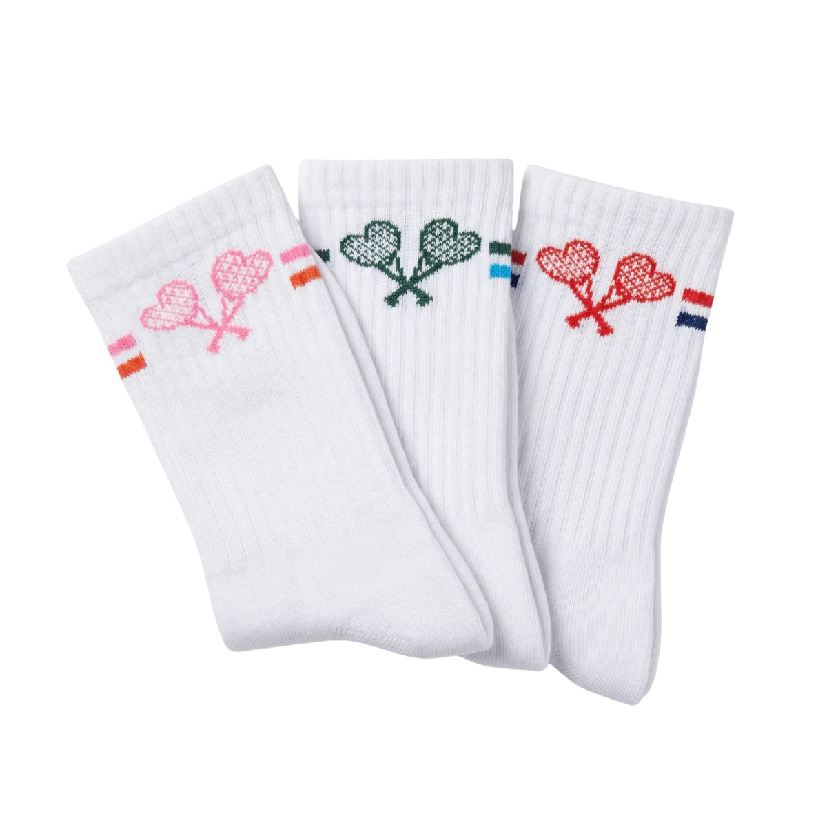 white socks with colorful designs on white background