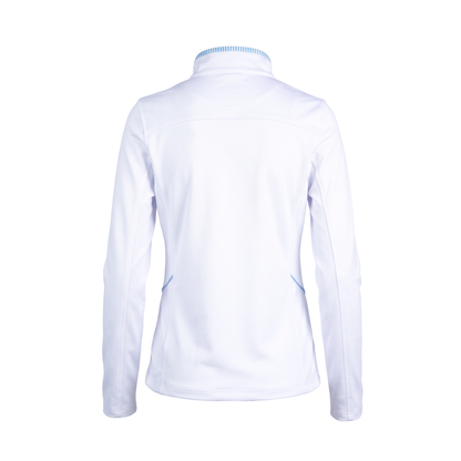 white 1/4 zip back on solid white background